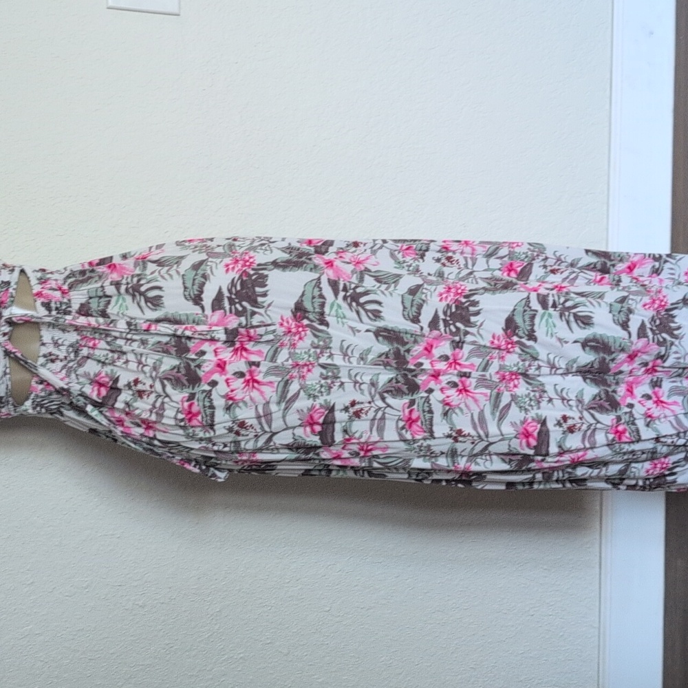 Floral Halter Maxi Dress - Pink and Gray Small - Picture 8 of 11